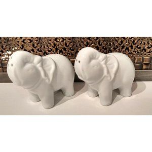 Elephant Salt and Pepper Set 2011BIA Cordon Bleu Porcelain White  In Box